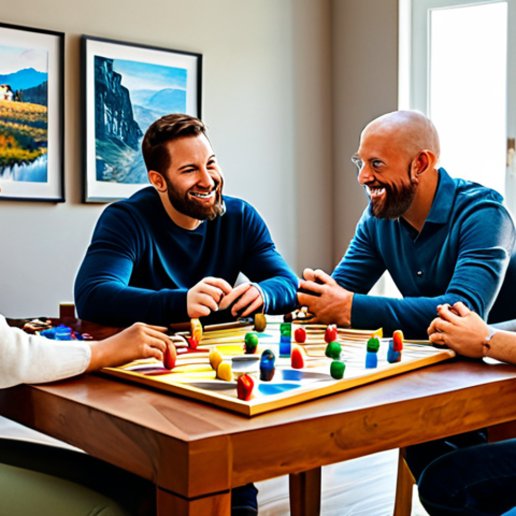 **

"A group of diverse people, fully clothed in comfortable and casual attire, gathered around a wooden table playing a modern board game with colorful components, safe for work, appropriate content, family-friendly atmosphere, well-lit living room setting, perfect anatomy, correct proportions, natural pose, professional digital art, high quality."

**