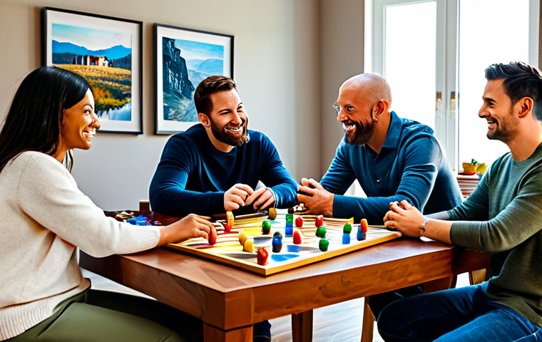 **
"A group of diverse people, fully clothed in comfortable and casual attire, gathered around a wooden table playing a modern board game with colorful components, safe for work, appropriate content, family-friendly atmosphere, well-lit living room setting, perfect anatomy, correct proportions, natural pose, professional digital art, high quality."
**