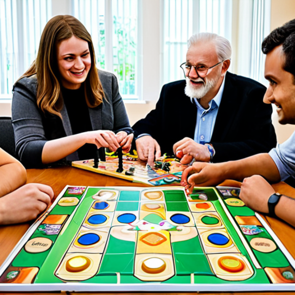 Board Game Club Gathering**
"A diverse group of fully clothed people of various ages gathered around a table in a brightly lit community center, playing a modern board game, appropriate attire, safe for work, family-friendly atmosphere, perfect anatomy, correct proportions, well-formed hands, proper finger count, professional photography, high quality."
**