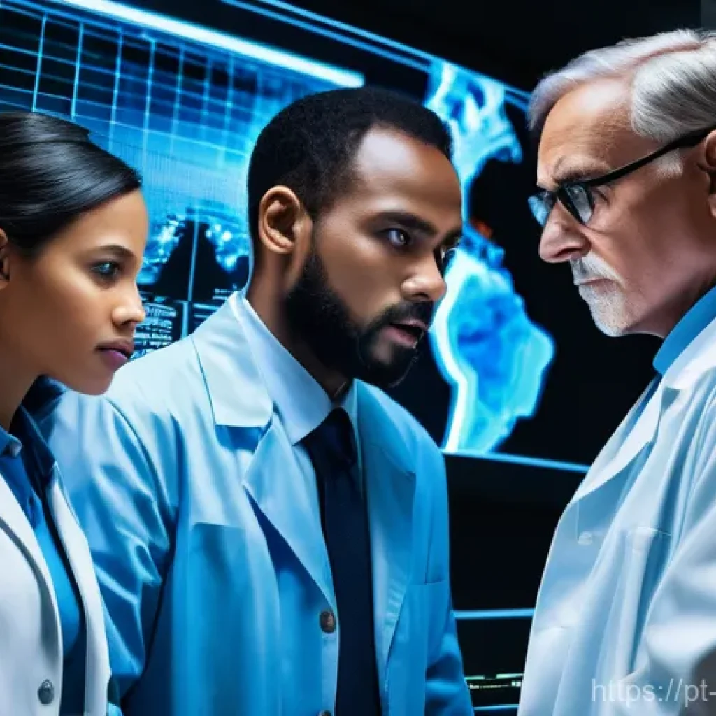 보드게임 팬데믹 전략 - **Prompt:** A diverse group of four highly focused scientists and experts (male and female, various ...