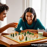 보드게임 대여 서비스 - **Prompt 1: Joyful Game Night Discovery**
    "A vibrant, high-angle shot capturing a group of 4-5 d...