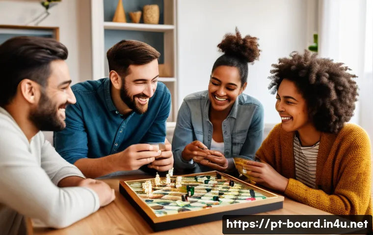 보드게임과 e스포츠 - A vibrant, cozy scene of a diverse group of friends or a multi-generational family (including an adu...